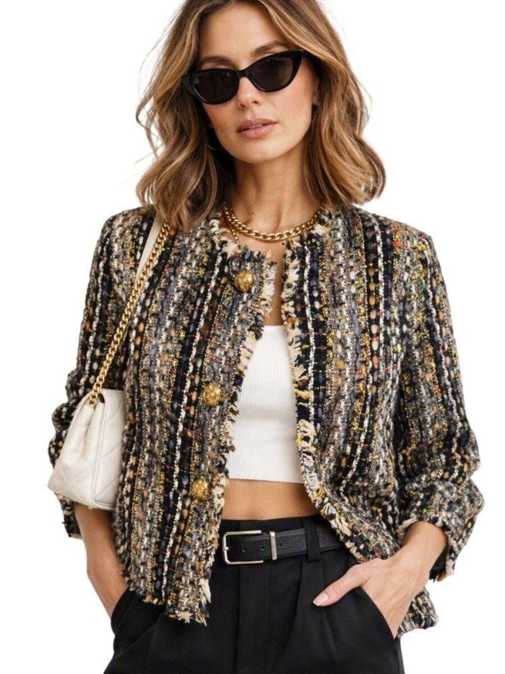Cabi Tweed Multicolor Jacket, M